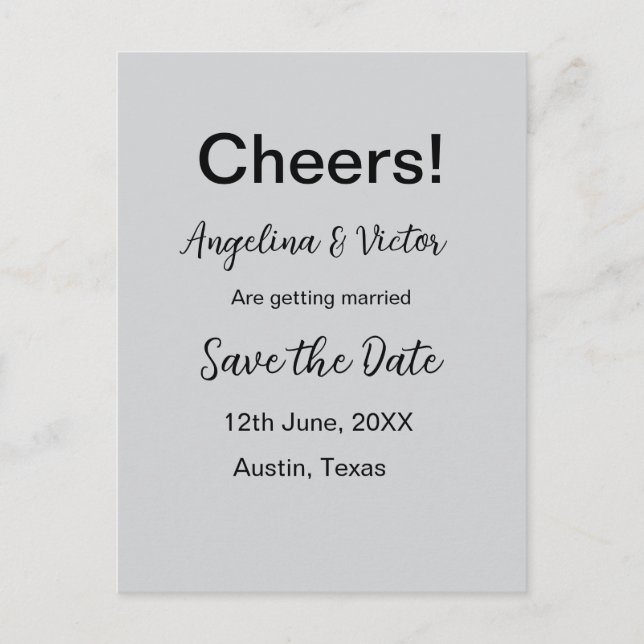 Carte Postale Salutations enregistrer la date simple minimaliste (Devant)