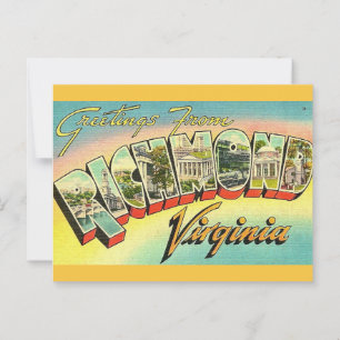 Carte Postale Salutations Rétro de Richmond, VA