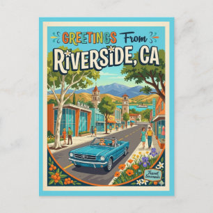 Carte Postale Salutations Riverside Californie Style Rétro