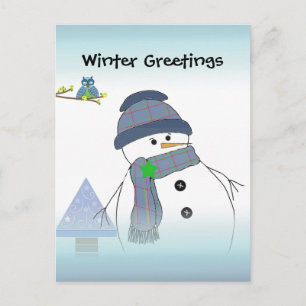 Carte Postale Salutations Snowman