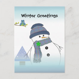 Carte Postale Salutations Snowman