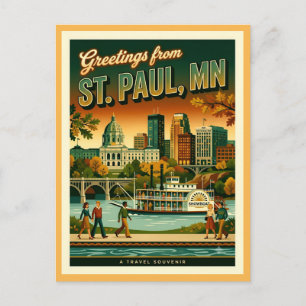 Carte Postale Salutations St Paul MN Rétro Années 70 Cool