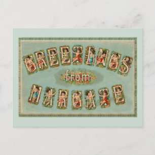 Carte Postale Salutations victoriennes de Margate, chérubins, an