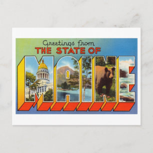 Carte Postale Salutations Vintage du Maine