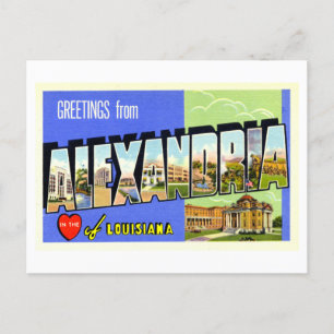 Carte Postale Salutations vintages d'Alexandria, Louisiane,