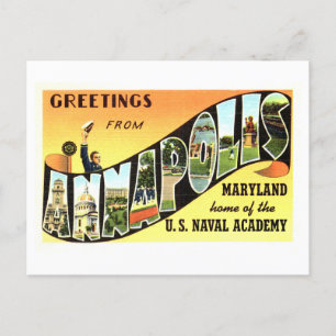 Carte Postale Salutations vintages d'Annapolis, Maryland