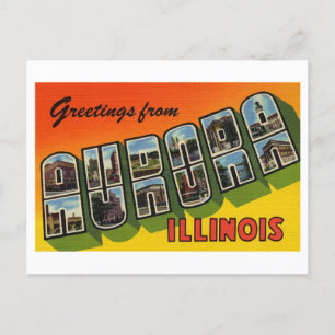 Carte Postale Salutations vintages d'Aurora, Illinois