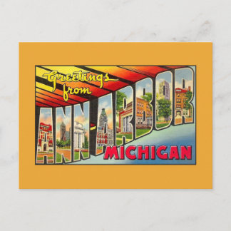 Carte Postale Salutations vintages de Ann Arbor MI