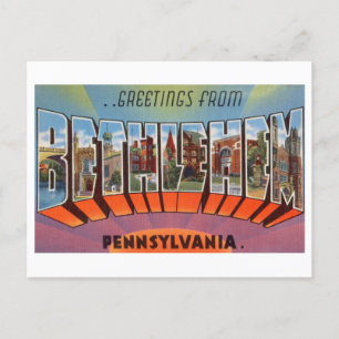 Carte Postale Salutations vintages de Bethléem, Pennsylvanie