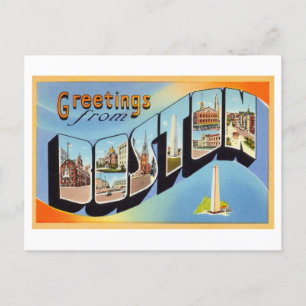 Carte Postale Salutations vintages de Boston, Massachusetts