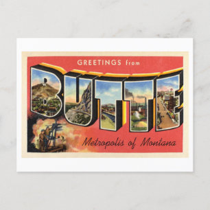 Carte Postale Salutations vintages de Butte, Montana