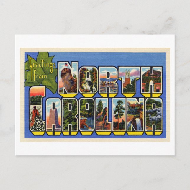 Carte Postale Salutations vintages de Caroline du Nord (Devant)