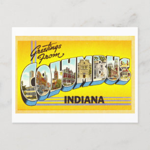 Carte Postale Salutations vintages de Columbus, Indiana