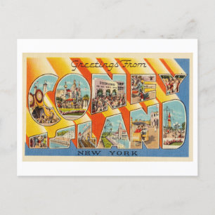 Carte Postale Salutations vintages de Coney Island, New York
