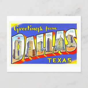 Carte Postale Salutations vintages de Dallas, Texas