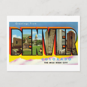 Carte Postale Salutations vintages de Denver, Colorado