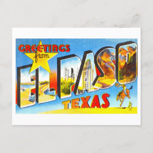 Carte Postale Salutations vintages de El Paso, Texas