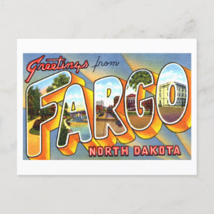 Carte Postale Salutations vintages de Fargo, Dakota du Nord
