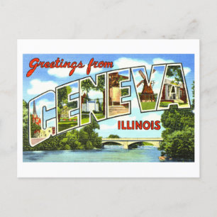 Carte Postale Salutations vintages de Genève, Illinois,