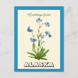 Carte Postale Salutations vintages de l'Alaska Oubliez-moi pas