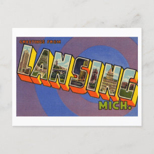 Carte Postale Salutations vintages de Lansing, Michigan