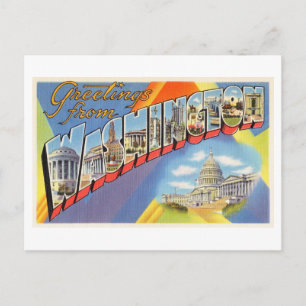 Carte Postale Salutations vintages de l'État de Washington