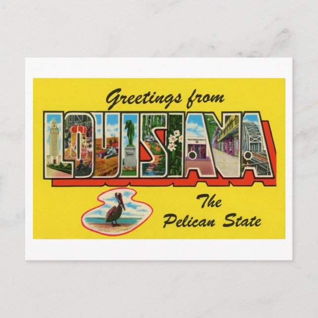 Carte Postale Salutations vintages de Louisiane (Devant)