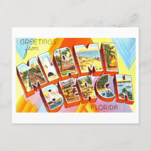 Carte Postale Salutations vintages de Miami Beach, Floride
