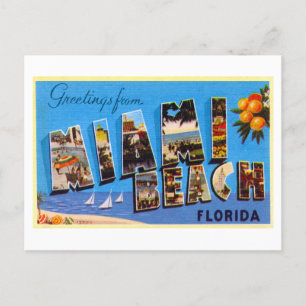 Carte Postale Salutations vintages de Miami Beach, Floride