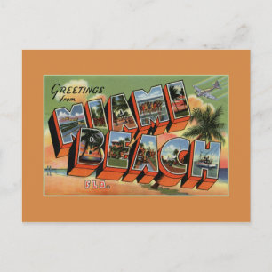 Carte Postale Salutations vintages de Miami Beach haute résoluti