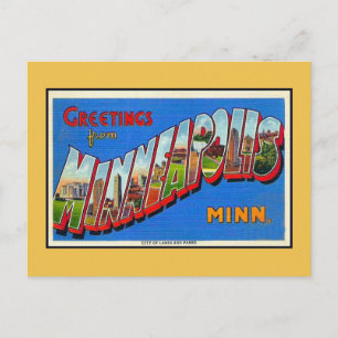 Carte Postale Salutations vintages de Minneapolis MN