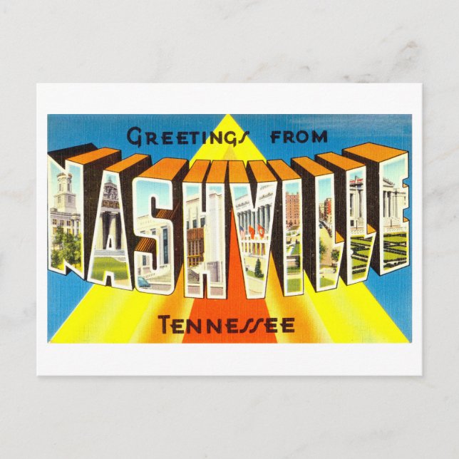 Carte Postale Salutations vintages de Nashville, Tennessee (Devant)