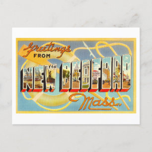 Carte Postale Salutations vintages de New Bedford, Massachusetts