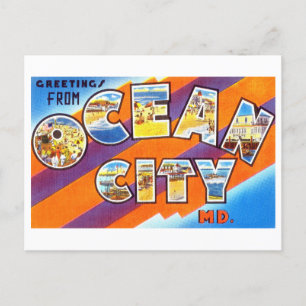 Carte Postale Salutations vintages de Ocean City, Maryland
