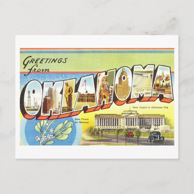 Carte Postale Salutations vintages de Oklahoma (Devant)