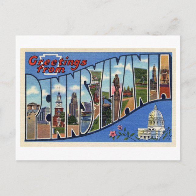 Carte Postale Salutations vintages de Pennsylvanie (Devant)