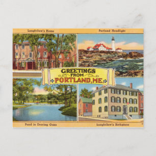 Carte Postale Salutations vintages de Portland, Maine