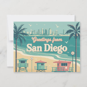 Carte Postale Salutations vintages de San Diego Classic Retro