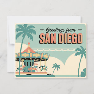 Carte Postale Salutations vintages de San Diego Classic Retro
