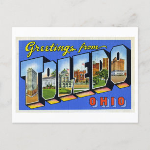 Carte Postale Salutations vintages de Toledo, Ohio