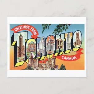Carte Postale Salutations vintages de Toronto, Canada,