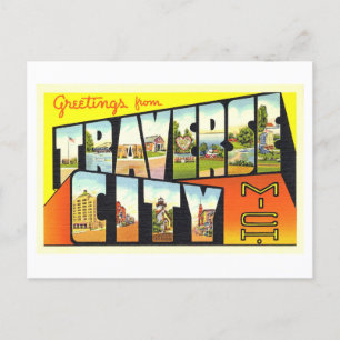 Carte Postale Salutations vintages de Traverse City, Michigan