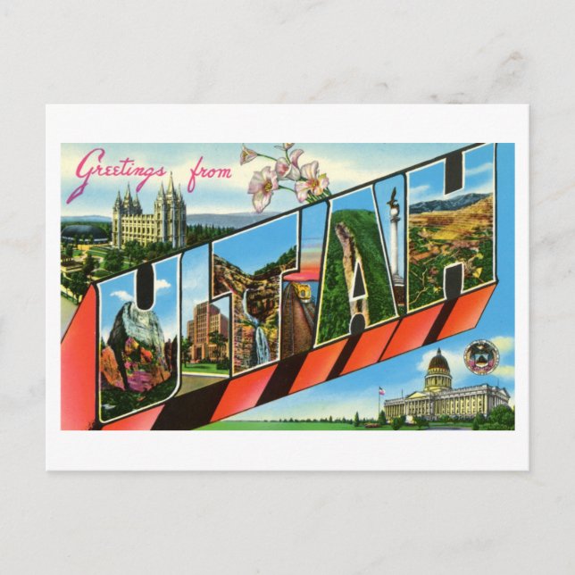 Carte Postale Salutations vintages de Utah (Devant)