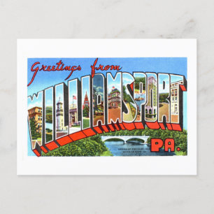 Carte Postale Salutations vintages de Williamsport, Pennsylvanie