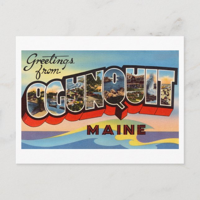 Carte Postale Salutations vintages d'Ogunquit, Maine (Devant)