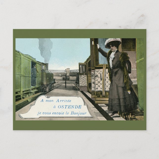 Carte Postale Salutations Vintages d'Ostende (Devant)