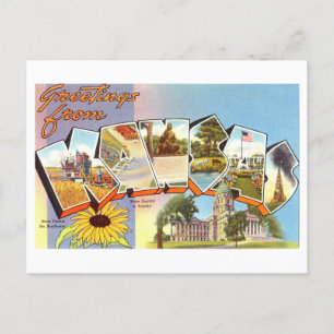 Carte Postale Salutations vintages du Kansas