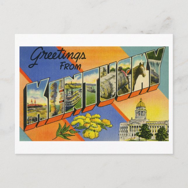 Carte Postale Salutations vintages du Kentucky (Devant)