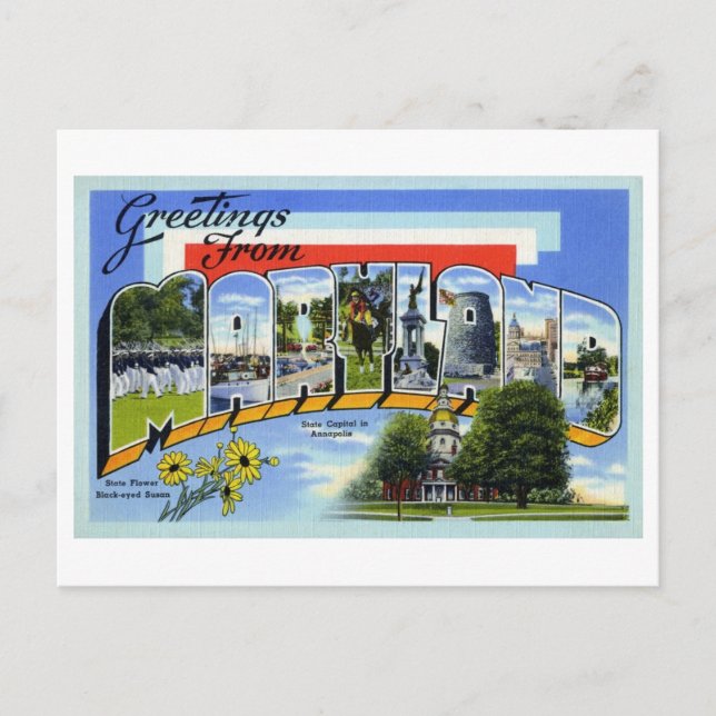 Carte Postale Salutations vintages du Maryland (Devant)