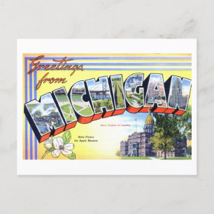 Carte Postale Salutations vintages du Michigan